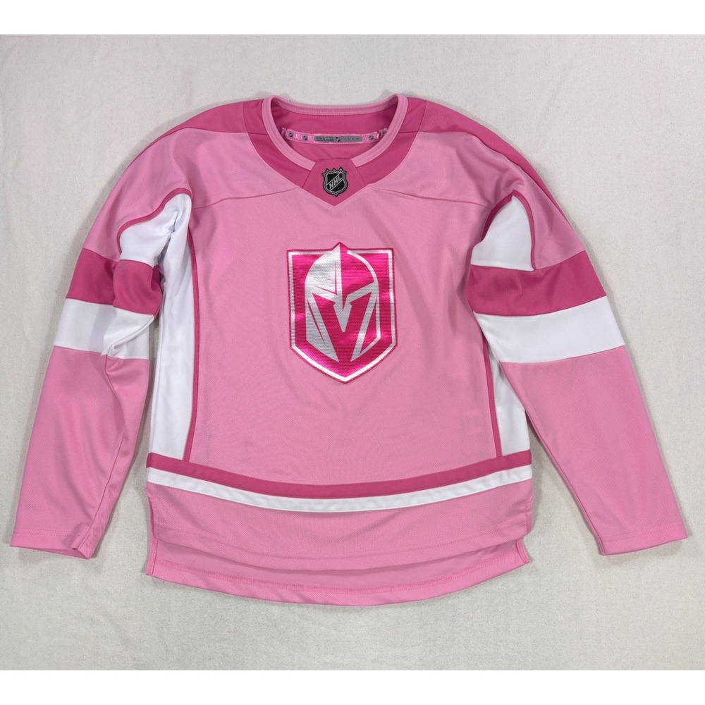 NHL Vegas Golden Knights Pink Hockey Jersey Girls Large 14 Fan Gear Colorblock